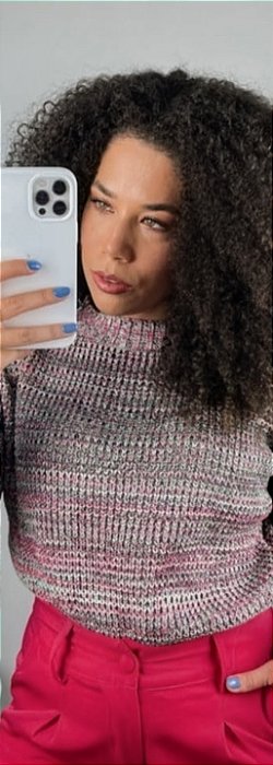 Blusa Linho Inverno Mix de Cores - Tam. Único - Veste do 36 ao 40