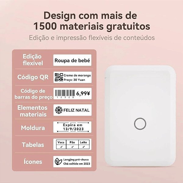 Mini impressora de etiquetas térmica sem fio Niimbot D110