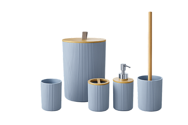 Kit Para Banheiro ou Lavabo Luxoso 4 ou 6 Peças Preto ou Branco Com Bambu Moderno Elegante