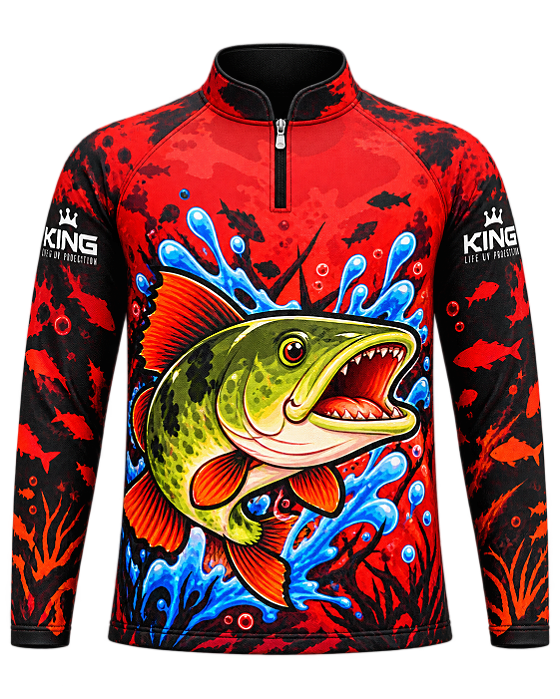 CAMISETA DE PESCA KING BRASIL COM PROTEÇÃO UV 50+ INFANTIL - TRAÍRA - KD00763