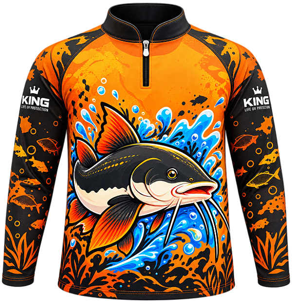 CAMISETA DE PESCA KING BRASIL COM PROTEÇÃO UV 50+ INFANTIL - PIRARARA- KD00764