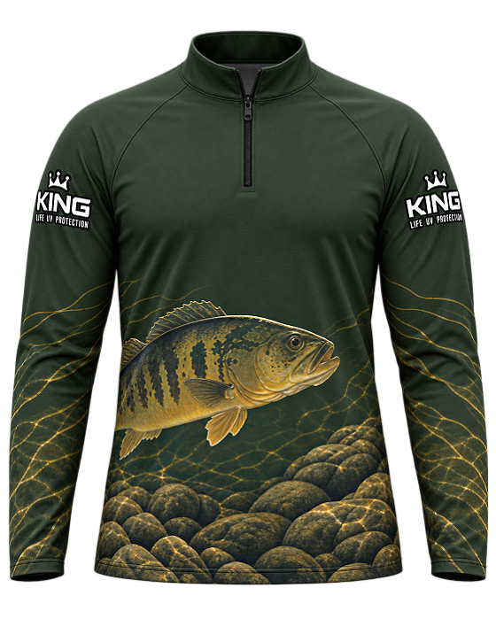 CAMISETA DE PESCA KING BRASIL COM PROTEÇÃO UV 50+ - TUCUNARÉ VERDE FLORESTA - KD00772