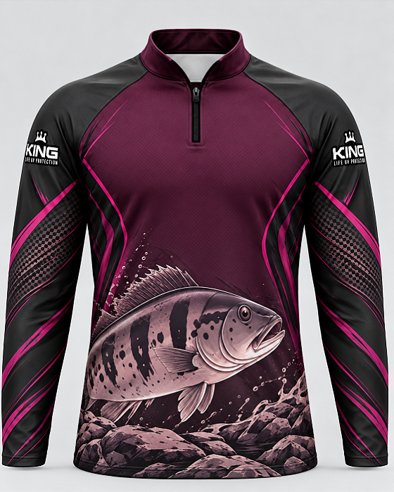 CAMISETA DE PESCA TUCUNARÉ VINHO ESPORTIVO UV 50+ | KING BRASIL – KD00784