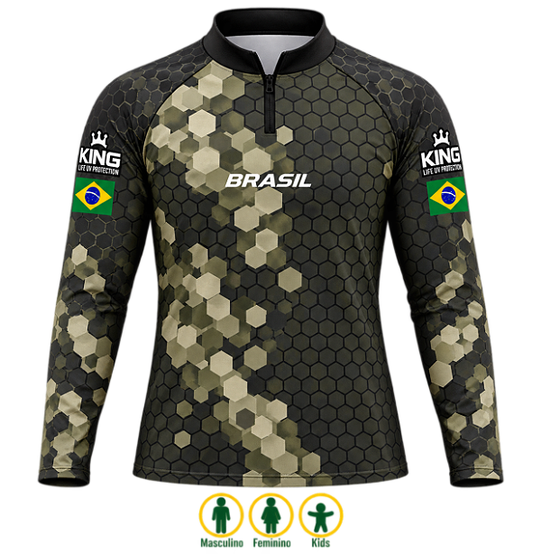 CAMISETA CAMUFLADA HEXÁGONOS UV 50+ | KING - KD01073
