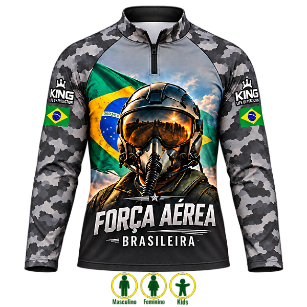 CAMISETA CAMUFLADA FORÇA AÉREA BRASILEIRA UV 50+ | KING - KD01078