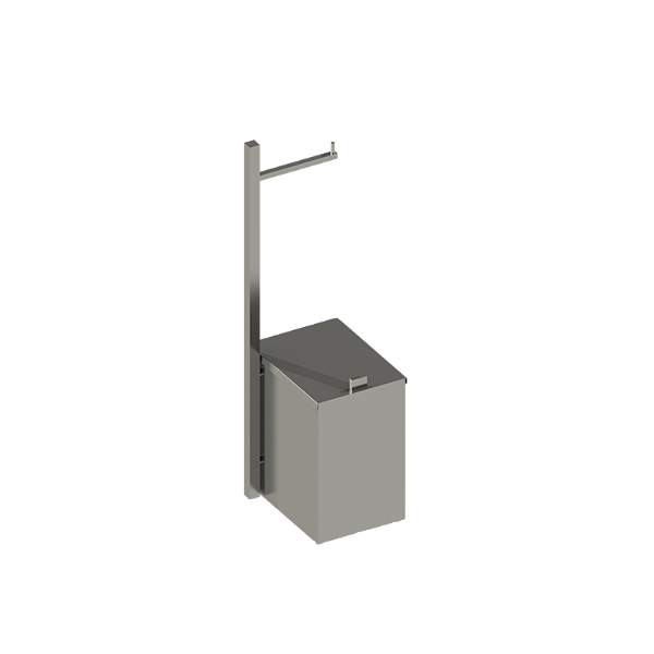 Coluna C/ Pap./Lixeira Quada Inox Polido - 57.QD05.IP