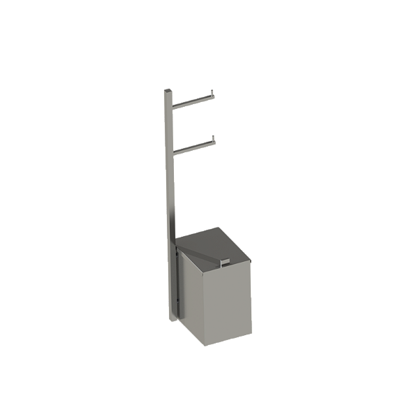 Coluna C/ Pap./Res./Lixeira Quada Inox Polido - 57.QD06.IP