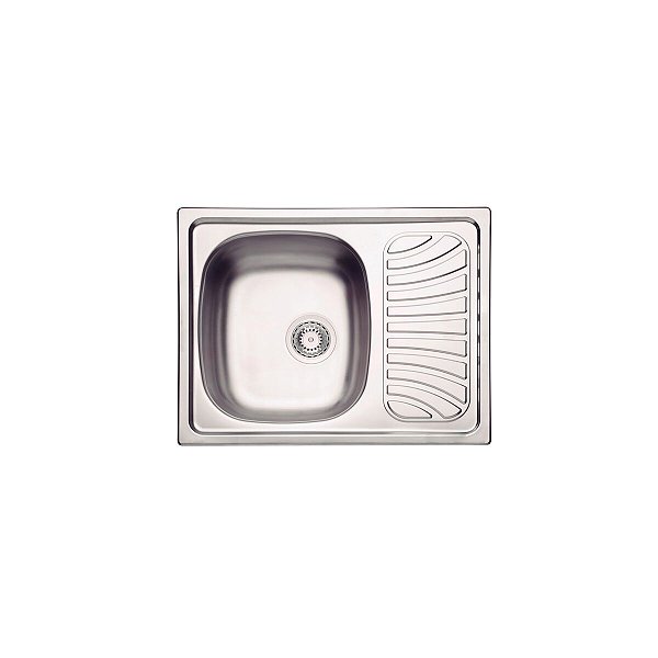 Cuba De Sobrepor Tramontina Alpha 34 R Em Aço Inox Com Acabamento Natural 62 X 50 Cm Com Escorredor E Válvula