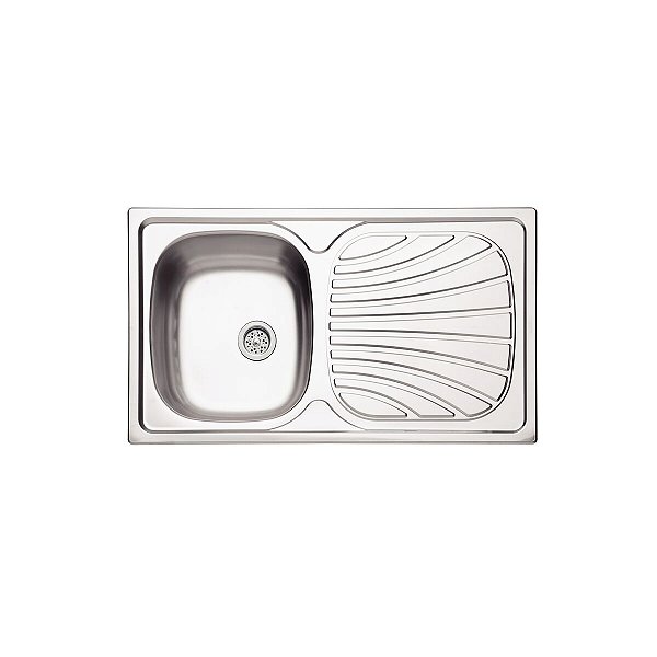 Cuba De Sobrepor Tramontina Alpha 34 Plus R Em Aço Inox Com Acabamento Natural 86 X 50 Cm Com Escorredor E Válvula