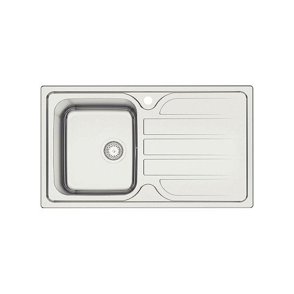 Cuba De Sobrepor Tramontina Marea Deep Em Aço Inox Com Acabamento Escovado 86 X 50 Cm Com Escorredor, Válvula E Furo Para Torneira