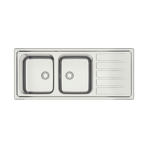 Cuba De Sobrepor Tramontina Marea Deep 2C 34 Plus Em Aço Inox Com Acabamento Escovado 116 X 50 Cm Com Válvula