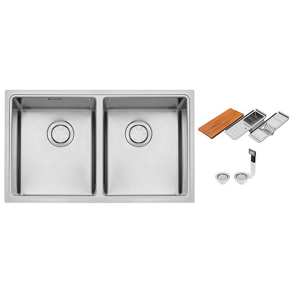 Cuba Tramontina Design Collection Quadrum 2C 34 Em Aço Inox Com Acessórios