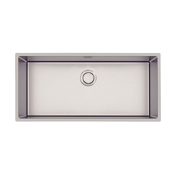 Cuba Tramontina Design Collection Quadrum 90 Em Aço Inox Com Acabamento Acetinado E Válvula De 4 1/2" Com Escape