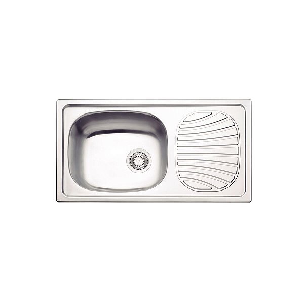 Cuba De Sobrepor Tramontina Alpha 40 R Em Aço Inox Com Acabamento Natural 78 X 43 Cm Com Escorredor E Válvula