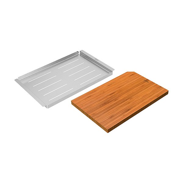 Kit Tábua + Bandeja Em Aço Inox Para Cubas Quadrum Design Collection