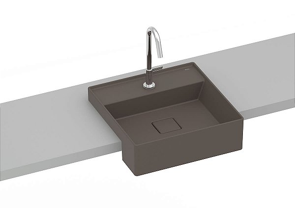 Cuba De Semi Encaixe 400X400 Com Mesa T10 Terra - A32722P660