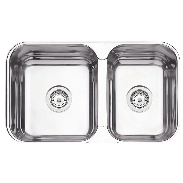 Cuba De Embutir/Sobrepor Tramontina Isis 2C 34-28 Bs Em Aço Inox Polido 69X40 Com 2 Cubas