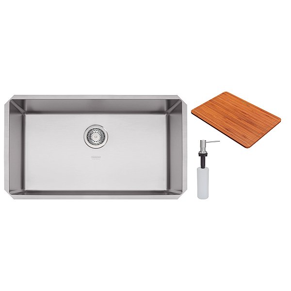 Cuba De Embutir Tramontina Design Collection Quadrum Undermount Em Aço Inox Com Dosador De Sabão E Tábua