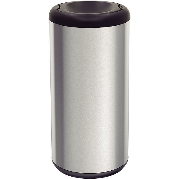 Lixeira Inox Tramontina Piemonte 40 L Com Acabamento Acetinado E Tampa Basculante Preta Em Polipropileno