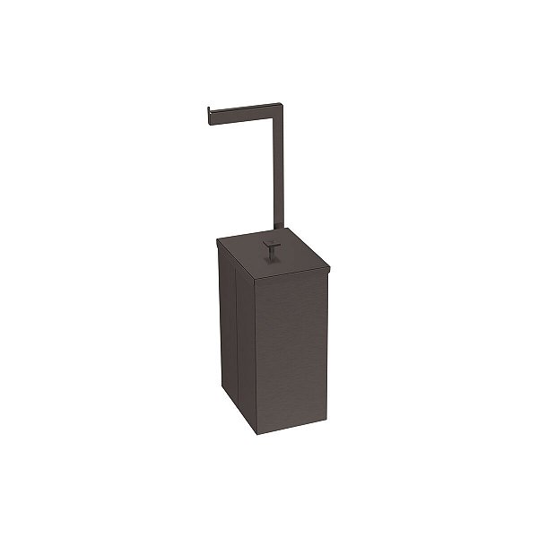 Lixeira Tramontina Luz Slim Em Aço Inox Com Acabamento Acetinado E Revestimento Black Matte Com Suporte Para Papel Higiênico 5,5 L
