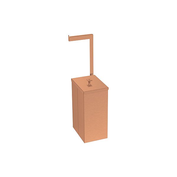 Lixeira Tramontina Luz Slim Em Aço Inox Com Acabamento Acetinado E Revestimento Rose Com Suporte Para Papel Higiênico 5,5 L