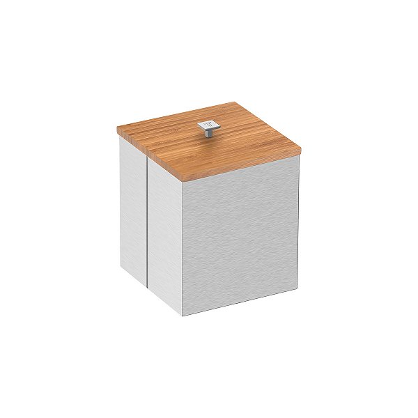 Lixeira Inox Luz Com Tampa De Bambu Tramontina Com Acabamento Acetinado 4,5 L