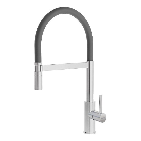 Torneira Tramontina Versatile Black Em Aço Inox Com Mangueira Flexível E Bica Giratória 360°