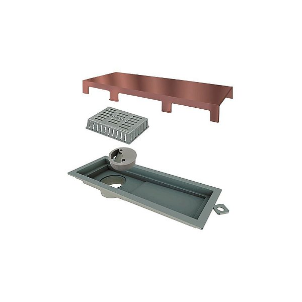 Elleve - Ralo Linear Tiny Pvc 25Cm Acab. Inox Rose Gold - 5562