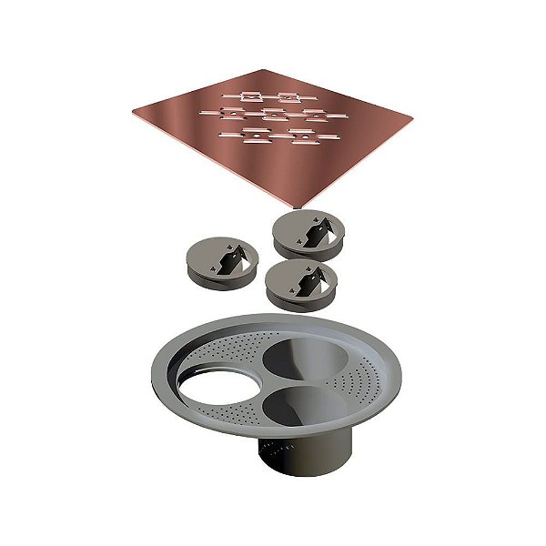 Elleve - Grelha P/ Caixa Sifonada Quadrada 150Mm Rose Gold - 5568