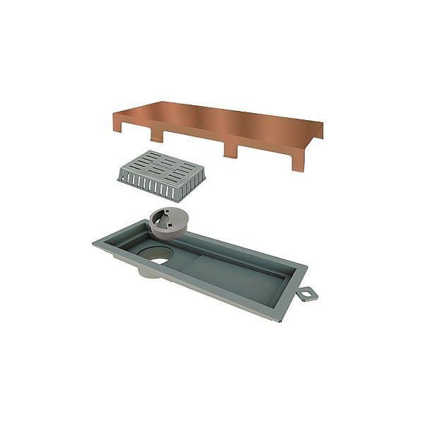 Elleve - Ralo Linear Tiny Pvc 25Cm Acab. Inox Red Gold - 2920