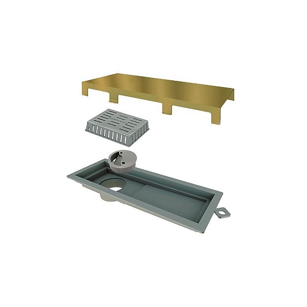 Elleve - Ralo Linear Tiny Pvc 25Cm Acab. Inox Gold - 2921