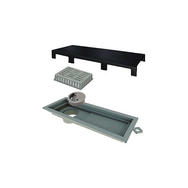 Elleve - Ralo Linear Tiny Pvc 25Cm Acab. Inox Black Matte - 2922