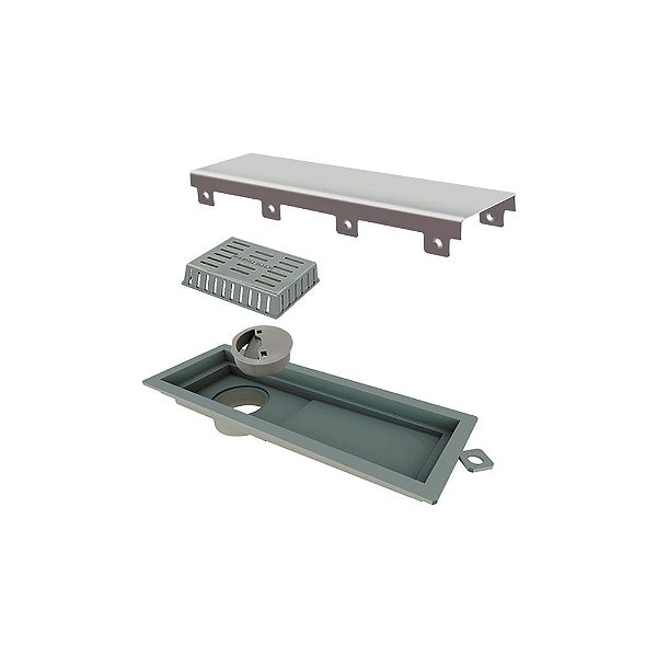 Elleve - Ralo Linear Tiny Pvc 25Cm Acab. Inox Escovado - 2924