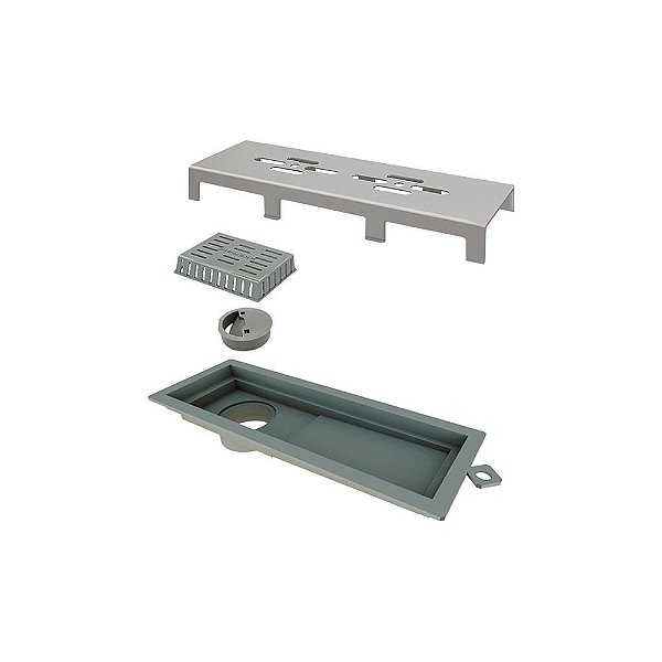 Elleve - Ralo Linear Tiny Pvc 25Cm Acab. Inox Escovado Vazado - 2929