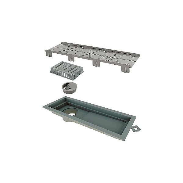Elleve - Ralo Linear Tiny Pvc 25Cm Acab. Inox Oculto - 2930