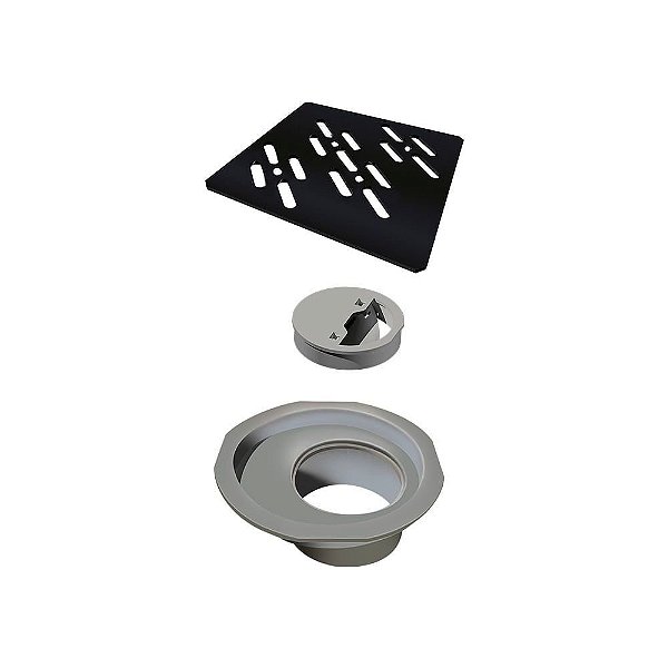 Elleve - Grelha P/ Caixa Sifonada Quadrada 100Mm Black Matte - 4022