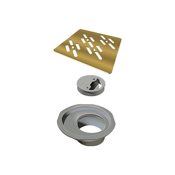 Elleve - Grelha P/ Caixa Sifonada Quadrada 100Mm Gold - 4023