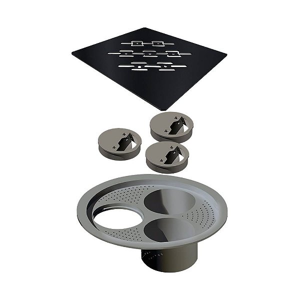 Elleve - Grelha P/ Caixa Sifonada Quadrada 150Mm Black Matte - 4026