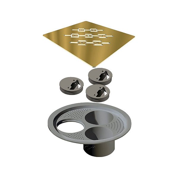 Elleve - Grelha P/ Caixa Sifonada Quadrada 150Mm Gold - 4027