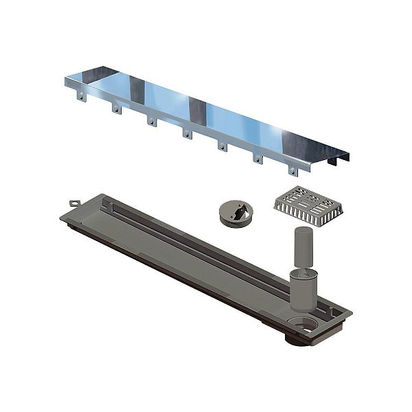 Elleve - Ralo Linear Versatile Tampa Inox Polida 50Cm - 4256