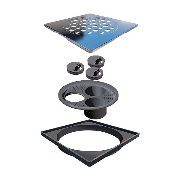 Novii - Grelha Quadrada 150Mm Polida Com Acessorios - 5206