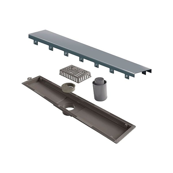 Elleve - Ralo Linear Versatile 50Cm Saida Central Inox Escovado - 8924