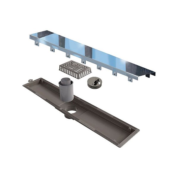 Elleve - Ralo Linear Versatile 50Cm Saida Central Inox Polido - 8925