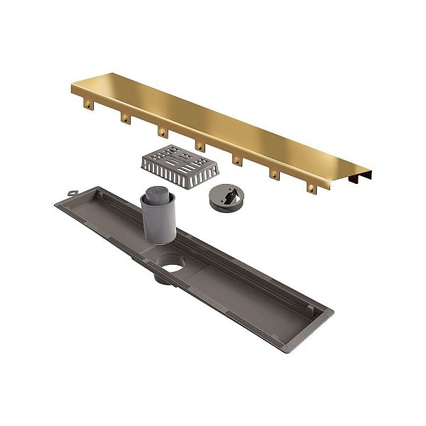 Elleve - Ralo Linear Versatile 50Cm Saida Central Inox Gold - 8926