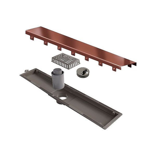 Elleve - Ralo Linear Versatile 50Cm Saida Central Inox Rose Gold - 8927