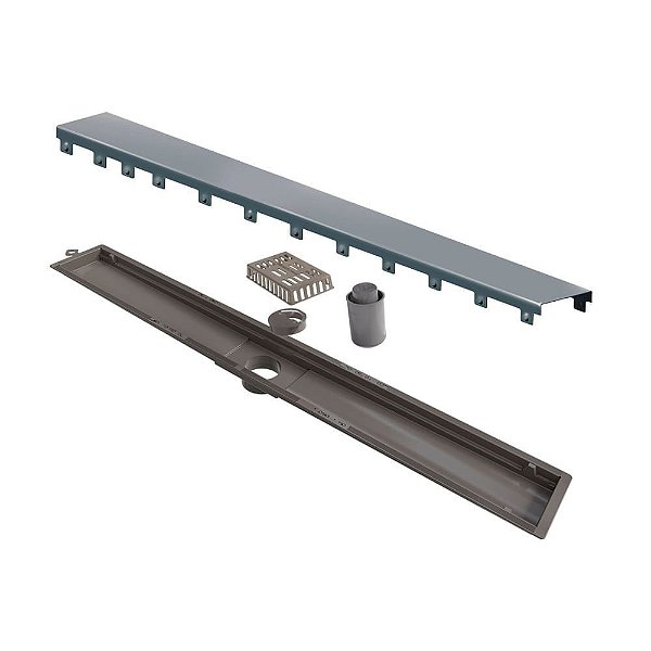Elleve - Ralo Linear Versatile 75Cm Saida Central Inox Escovado - 8932