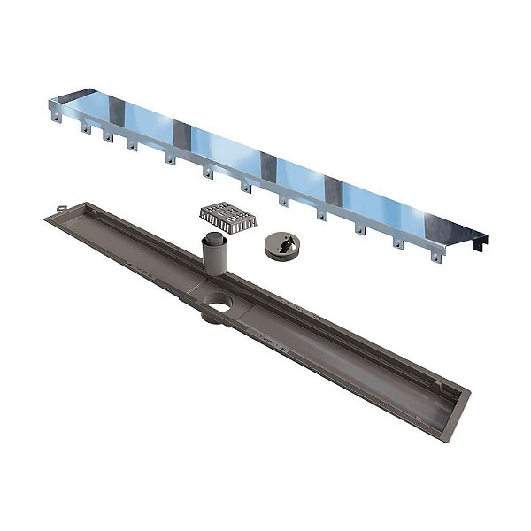 Elleve - Ralo Linear Versatile 75Cm Saida Central Inox Polido - 8933