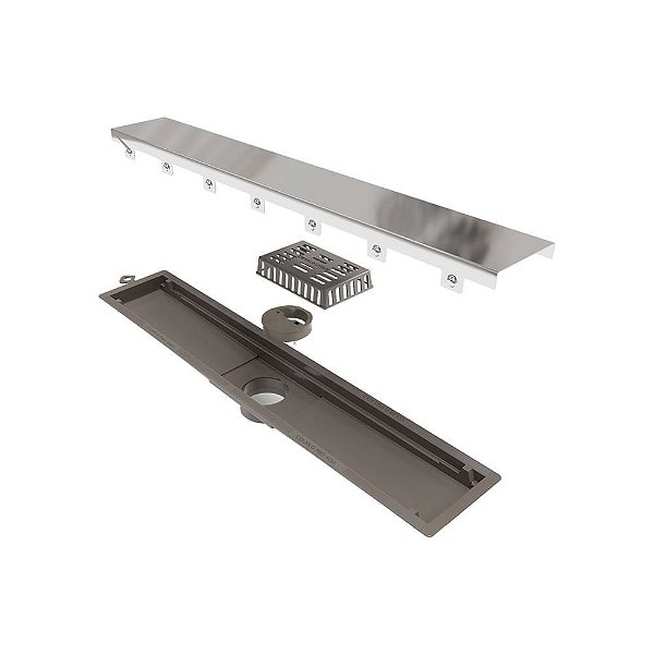 Novii - Ralo Linear Pvc Seco 50Cm Saida Central Polido - 8880
