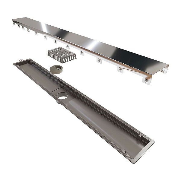 Novii - Ralo Linear Pvc Seco 75Cm Saida Central Polido - 8886
