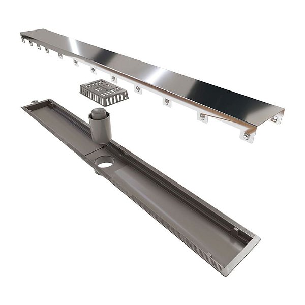 Novii - Ralo Linear Pvc Sifonado 75Cm Saida Central Polido - 8898